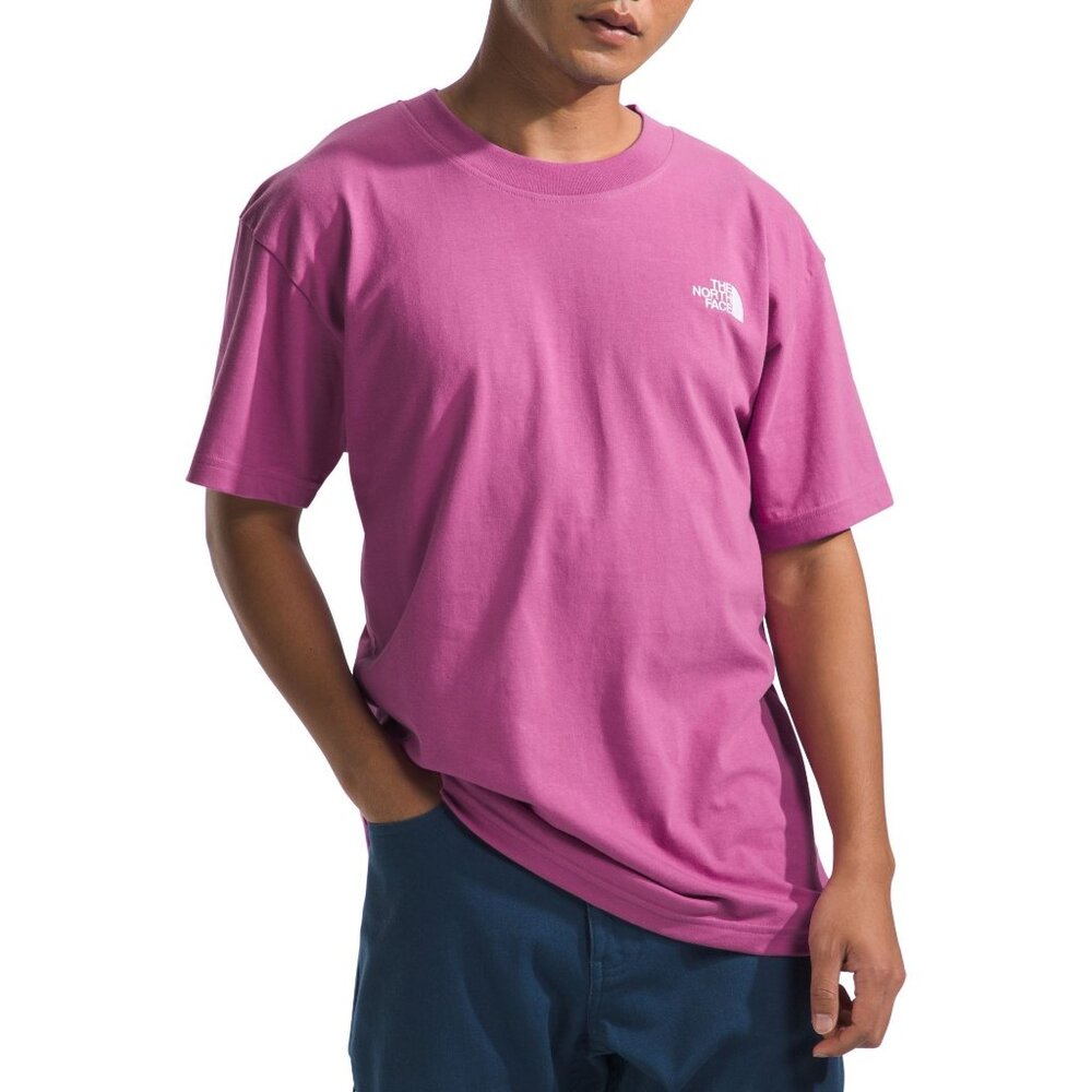 The North Face Mens Short Sleeve Cotton T-Shirt Pink Casual Crew Neck Top
